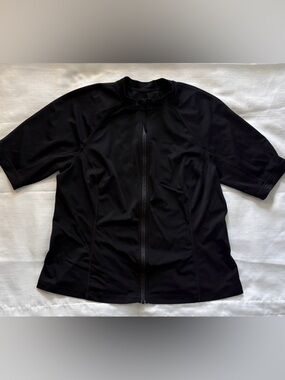 Lands' End Black Zip-Up Swim Top size OX long